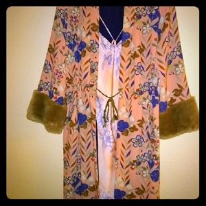 Zara Kimono w/ faux fur cuffs